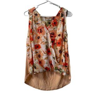 Beacon Apparel Women Size Small V Neck Sleeveless Blouse Floral Colorful Cottage